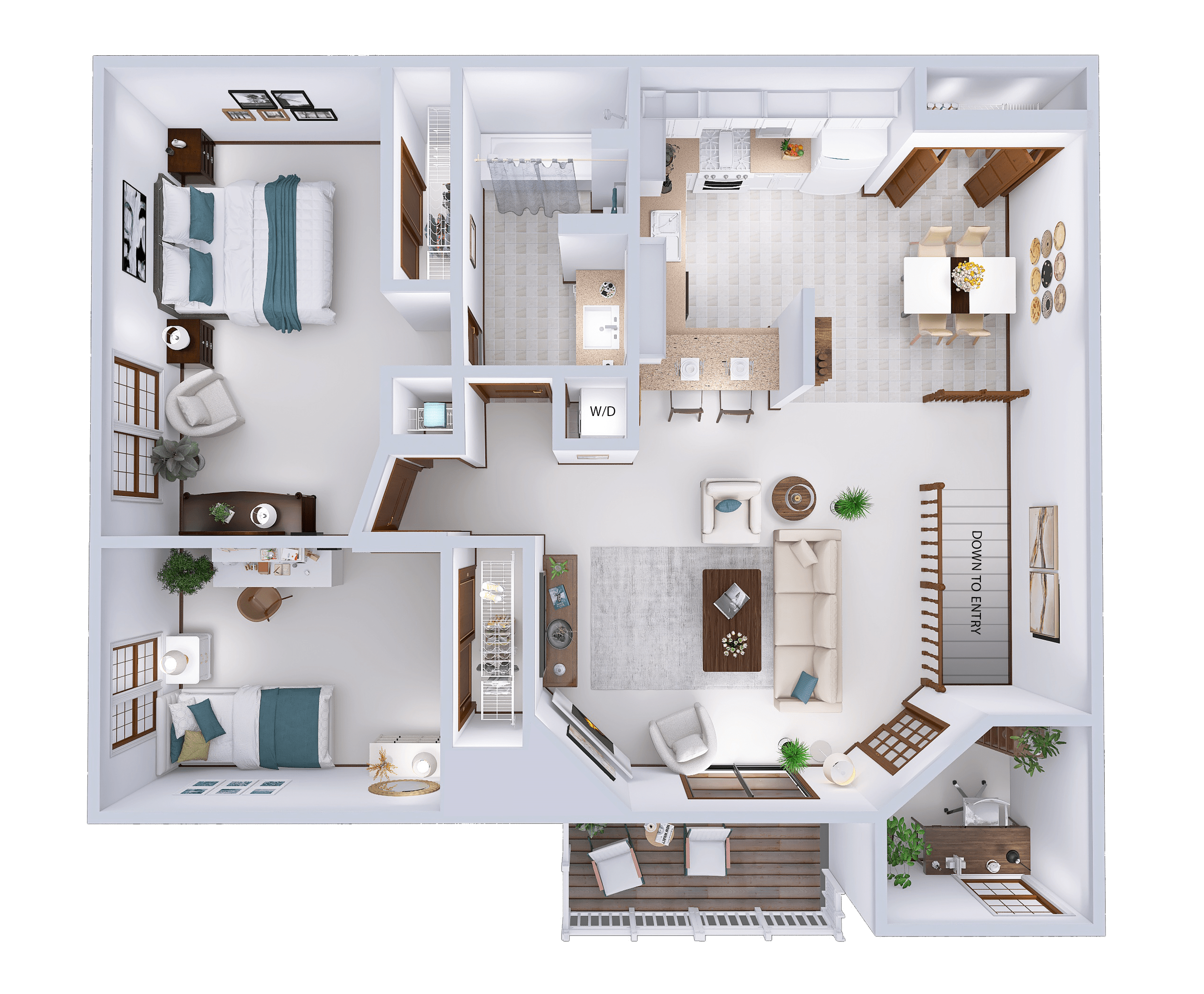 Floor plan for 2 beds, 1 bath, 1014 sqft